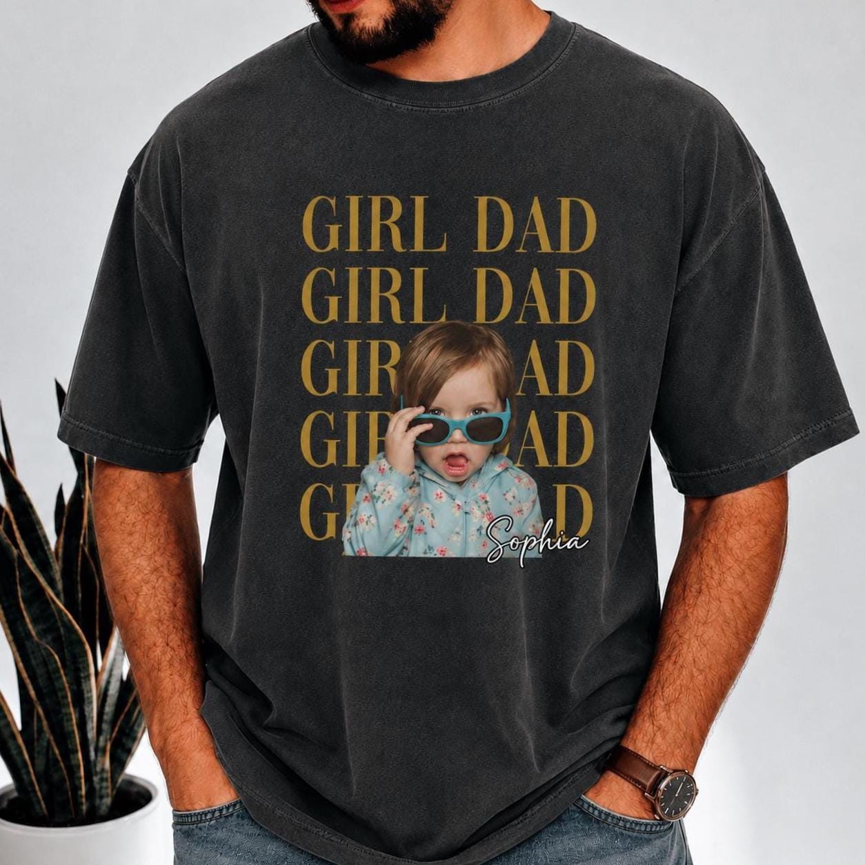 Custom Girl Dad Photo Shirt, Personalized Daughter Picture Tee, Custom Fathers Day Gift, Daddy Comfort Colors Shirt
