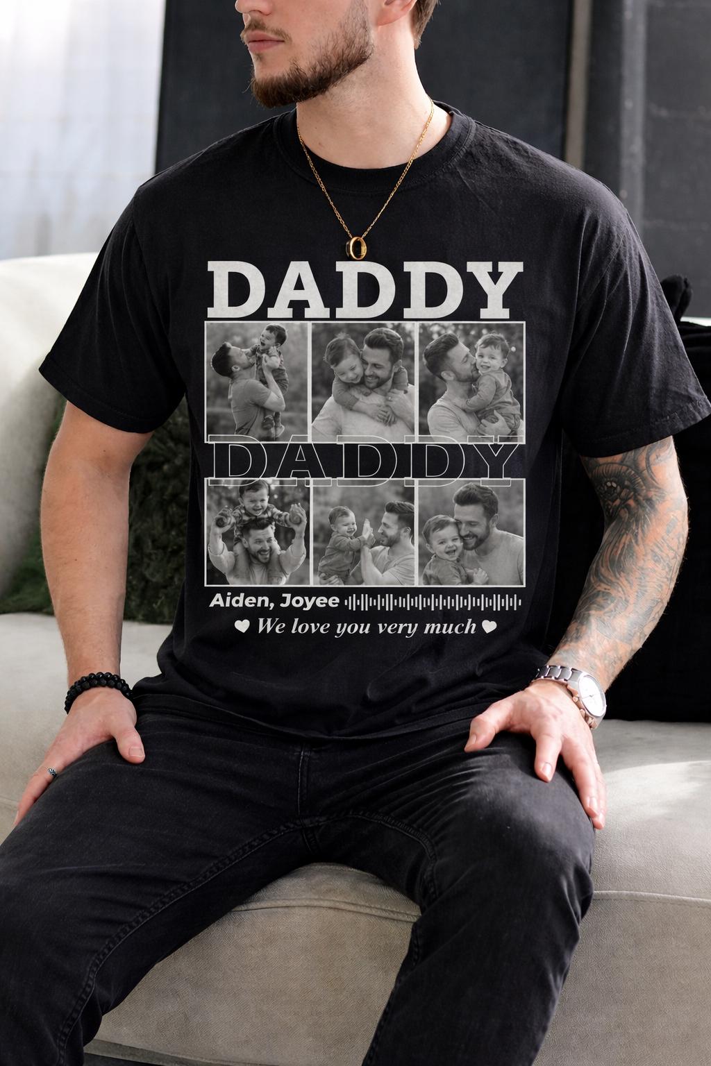 Personalized Father Photo Tee, Custom Daddy Memory Shirt, Retro Family Picture T-Shirt, Unique Dad Gift, Father’s Day Keepsake