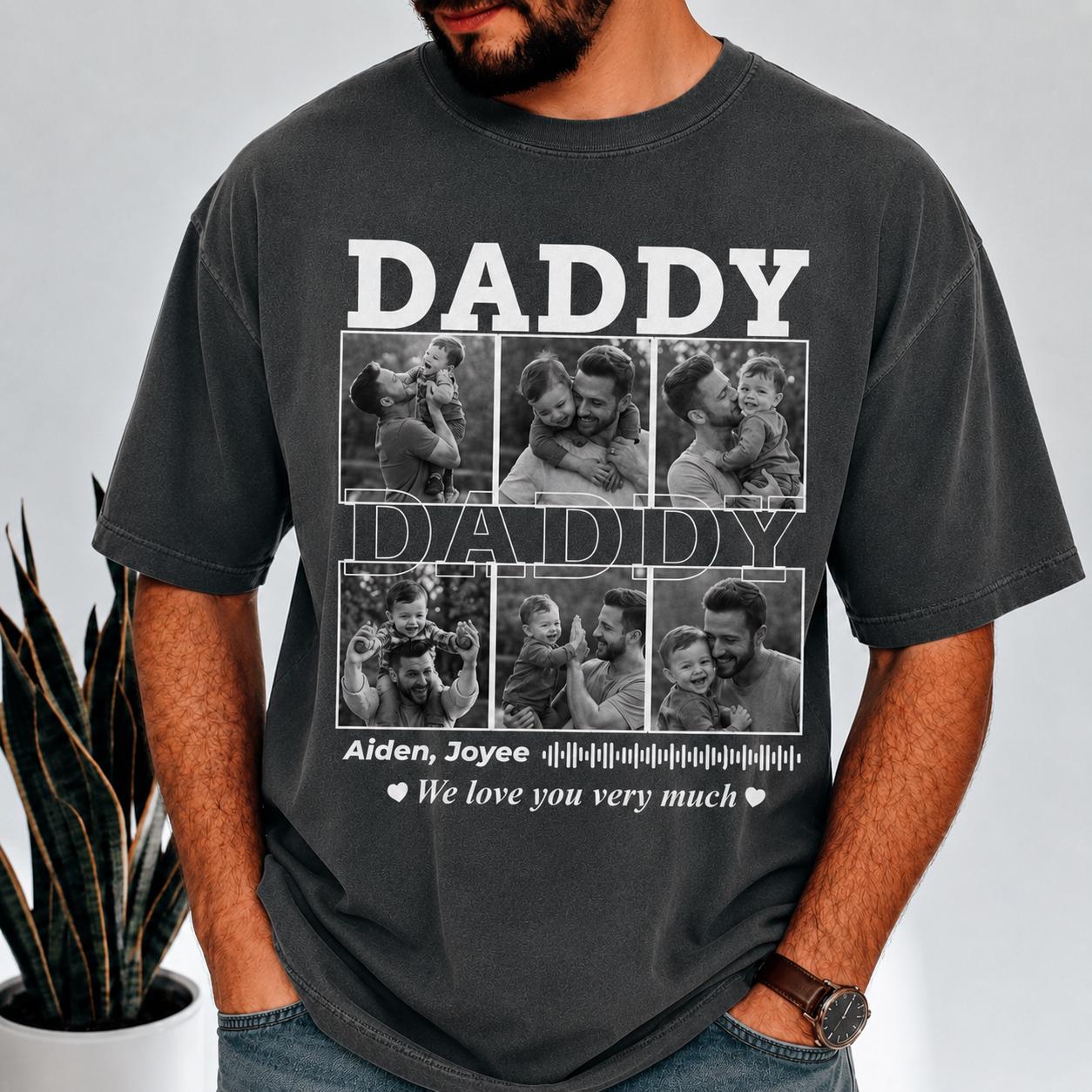 Personalized Father Photo Tee, Custom Daddy Memory Shirt, Retro Family Picture T-Shirt, Unique Dad Gift, Father’s Day Keepsake