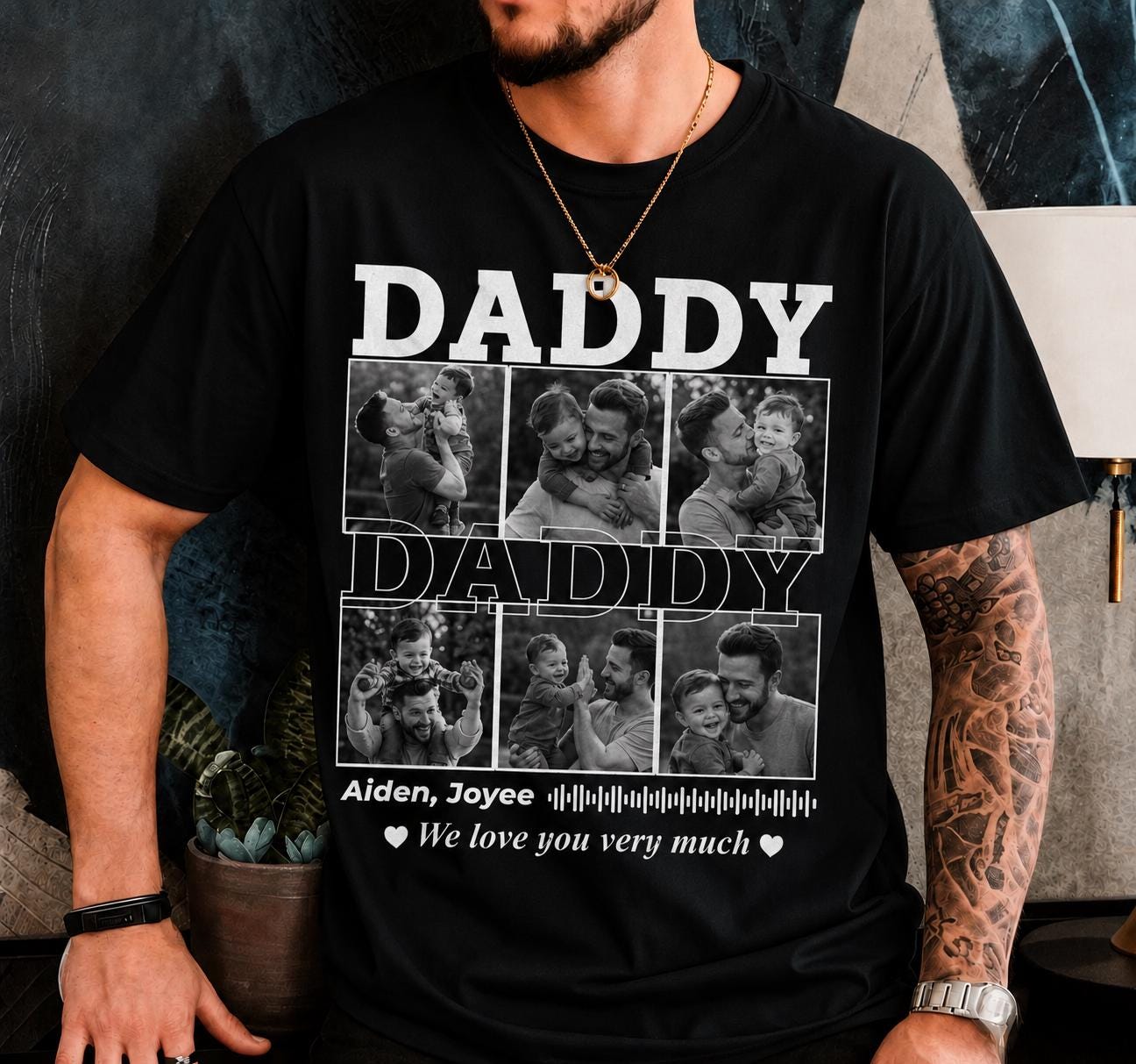 Personalized Father Photo Tee, Custom Daddy Memory Shirt, Retro Family Picture T-Shirt, Unique Dad Gift, Father’s Day Keepsake