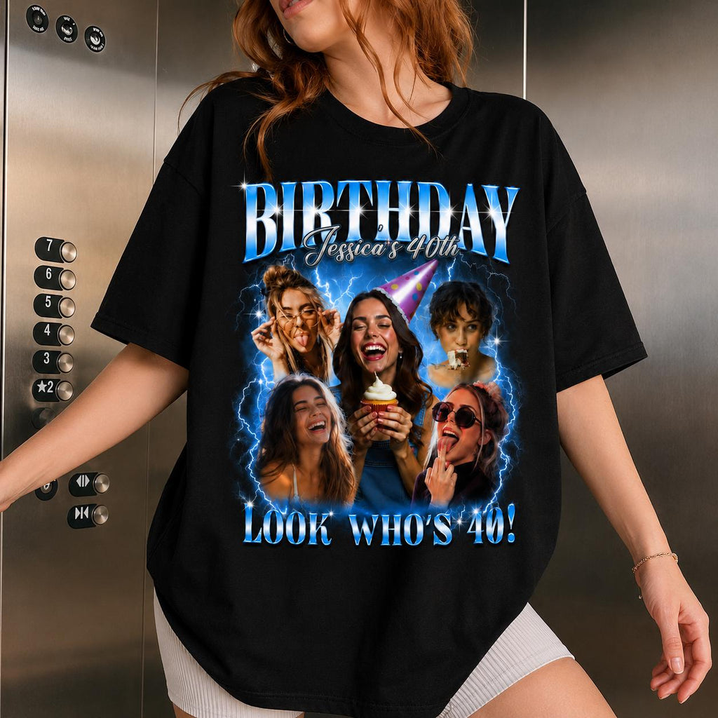 Personalized 40th Birthday Pirate Shirt, Custom Photo Graphic Tee, Funny Vintage Party Tshirt, Retro Birthday Gift for Him Her