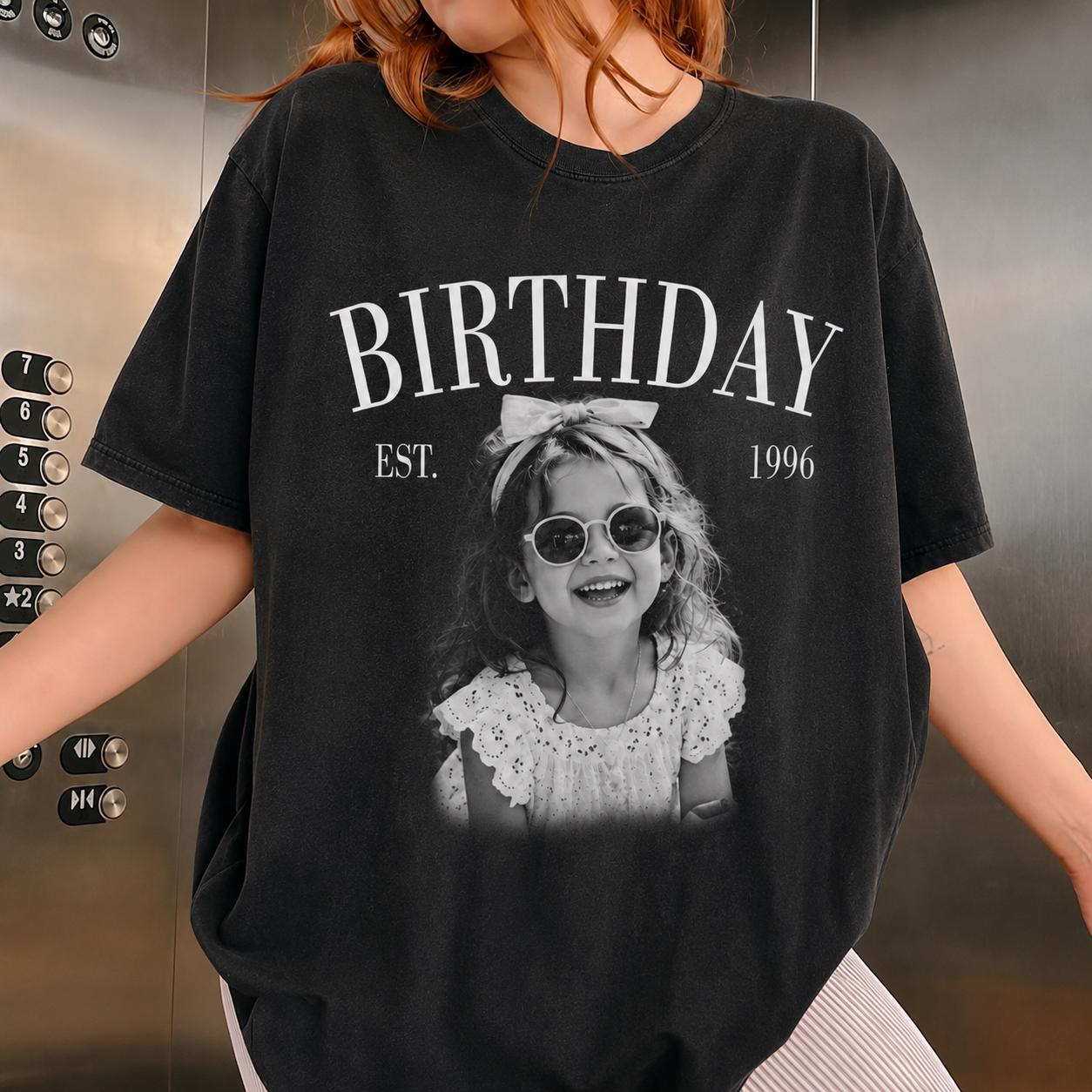 Custom Vintage Birthday Photo Shirt, 30th Birthday shirt with Year, Birthday Gift Est Year Shirt, Retro Custom Tee, Photo Shirt Gift